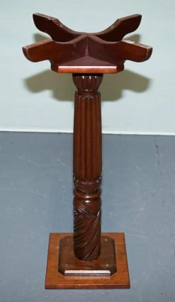 Pamono Vintage Carved Hardwood Barley Twist Pedestal Stand><noscript><img width=