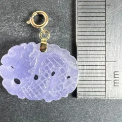 Hot Pamono Vintage Carved Lavender Jade Dragon 14k Yellow Gold Charm Pendant, 1960s
