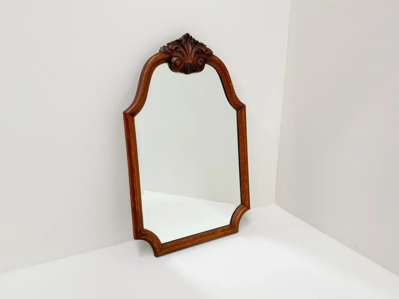 Pamono Vintage Carved Wood Framed Wall Mirror with Beveled Glass, 1930s> Mirrors
