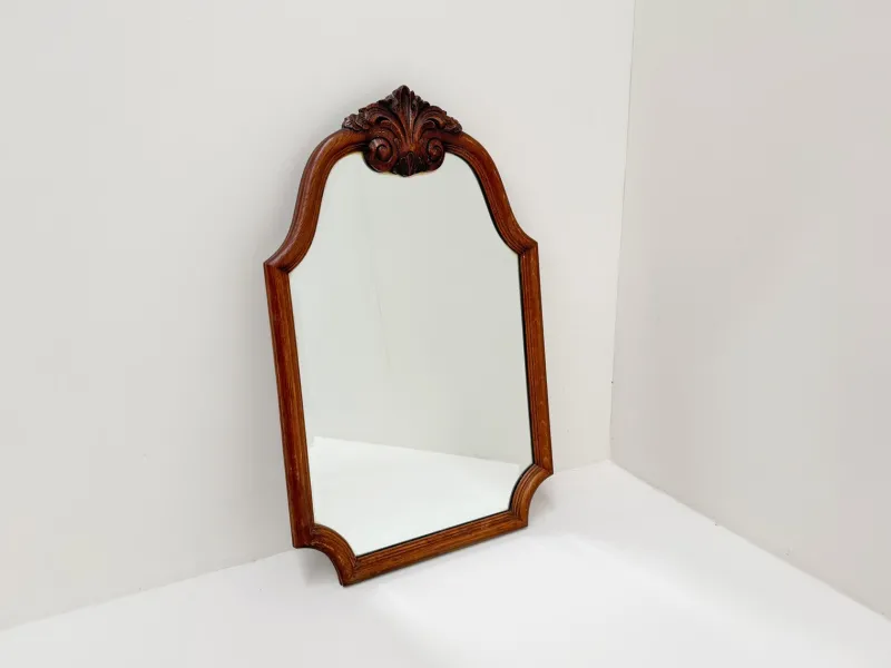 Pamono Vintage Carved Wood Framed Wall Mirror with Beveled Glass, 1930s> Mirrors