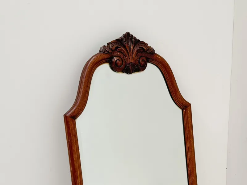Pamono Vintage Carved Wood Framed Wall Mirror with Beveled Glass, 1930s> Mirrors