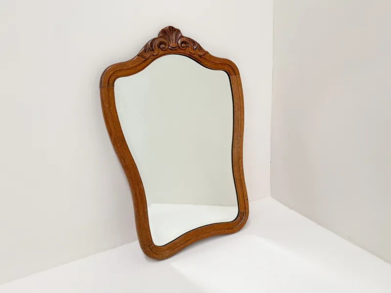 Pamono Vintage Carved Wood Framed Wall Mirror, 1930s> Mirrors