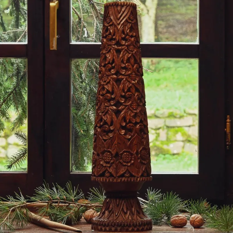 Best Pamono Vintage Carved Wooden Vase