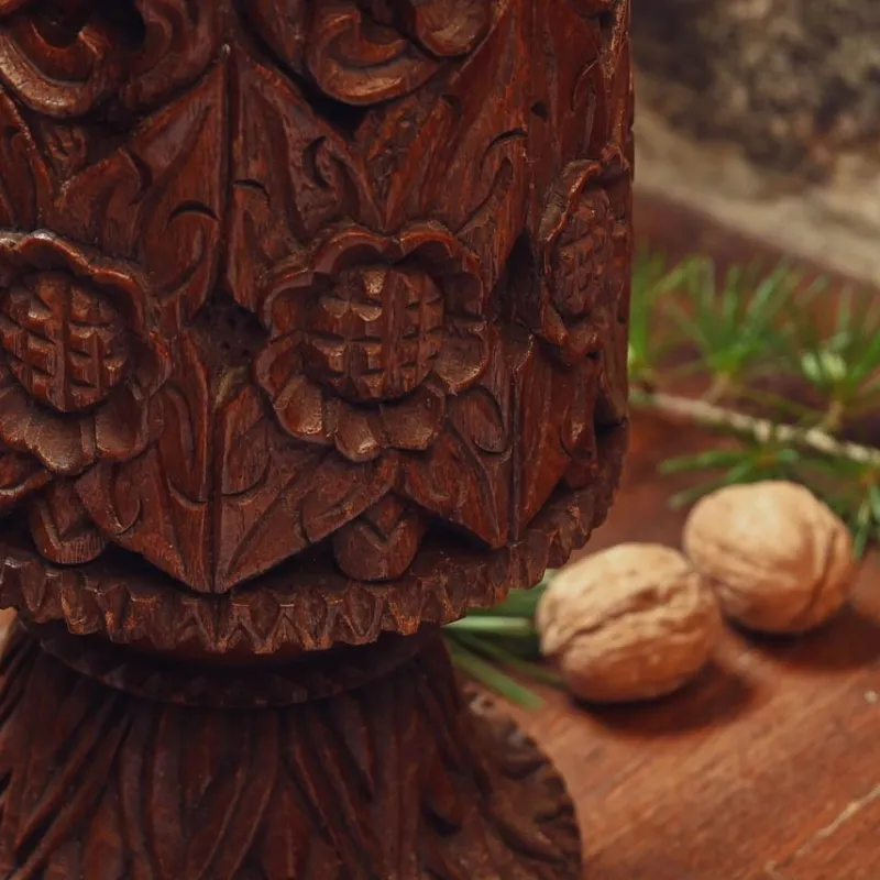 Best Pamono Vintage Carved Wooden Vase