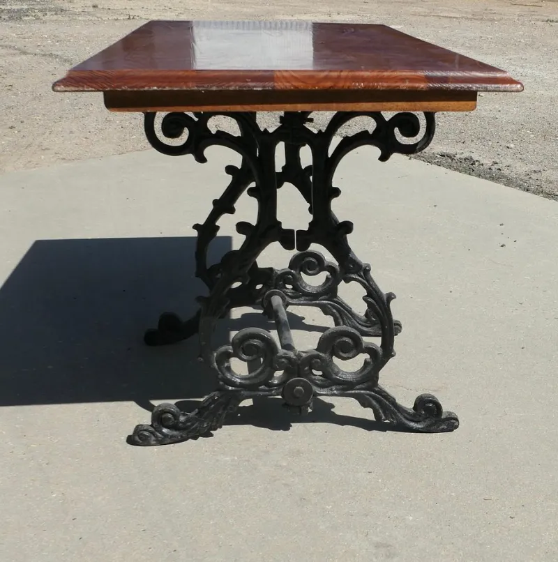New Pamono Vintage Cast Iron and Oak Garden Table, 1920