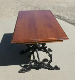 New Pamono Vintage Cast Iron and Oak Garden Table, 1920