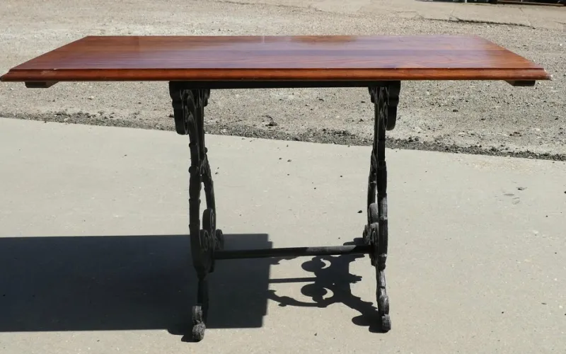 New Pamono Vintage Cast Iron and Oak Garden Table, 1920