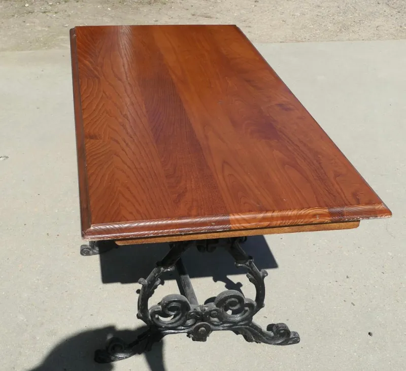 New Pamono Vintage Cast Iron and Oak Garden Table, 1920