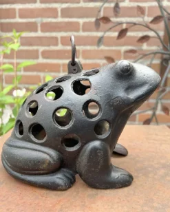 Pamono Vintage Cast Iron Frog Lantern Incense Candleholder, 1970s><noscript><img width=