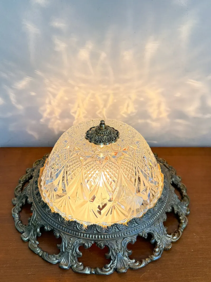 Online Pamono Vintage Ceiling Light in Brass and Cut Glass, 1960s