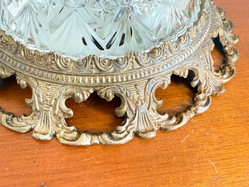 Online Pamono Vintage Ceiling Light in Brass and Cut Glass, 1960s