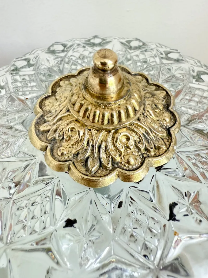Online Pamono Vintage Ceiling Light in Brass and Cut Glass, 1960s