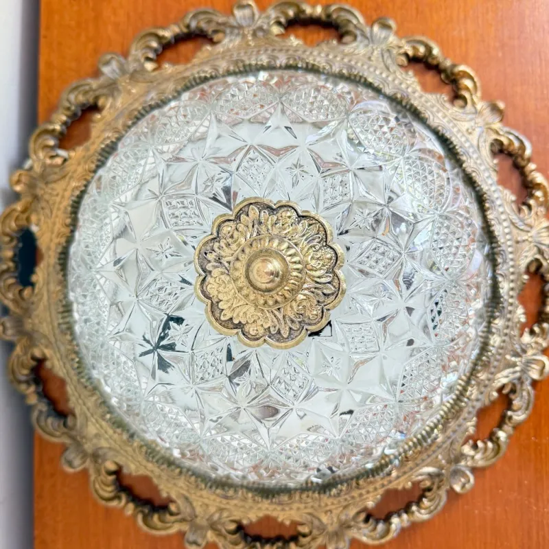 Online Pamono Vintage Ceiling Light in Brass and Cut Glass, 1960s