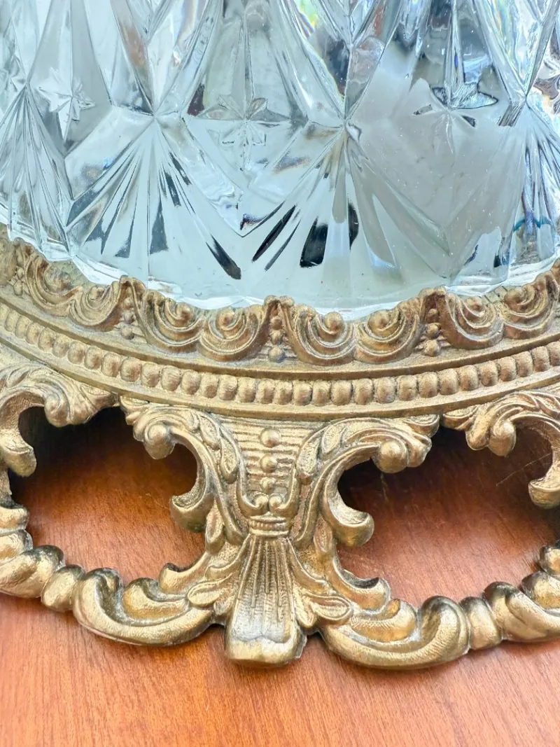 Online Pamono Vintage Ceiling Light in Brass and Cut Glass, 1960s