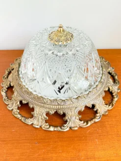 Online Pamono Vintage Ceiling Light in Brass and Cut Glass, 1960s