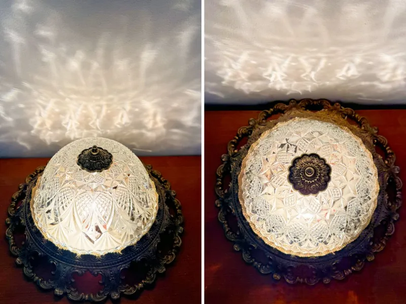 Online Pamono Vintage Ceiling Light in Brass and Cut Glass, 1960s