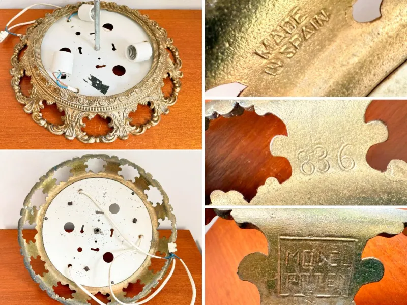 Online Pamono Vintage Ceiling Light in Brass and Cut Glass, 1960s