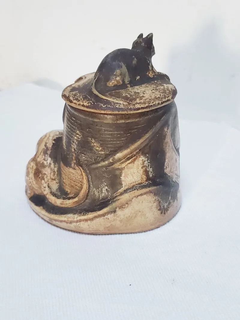 Discount Pamono Vintage Ceramic Cat and Mouse Mustard Pot by Denbac, 1930s
