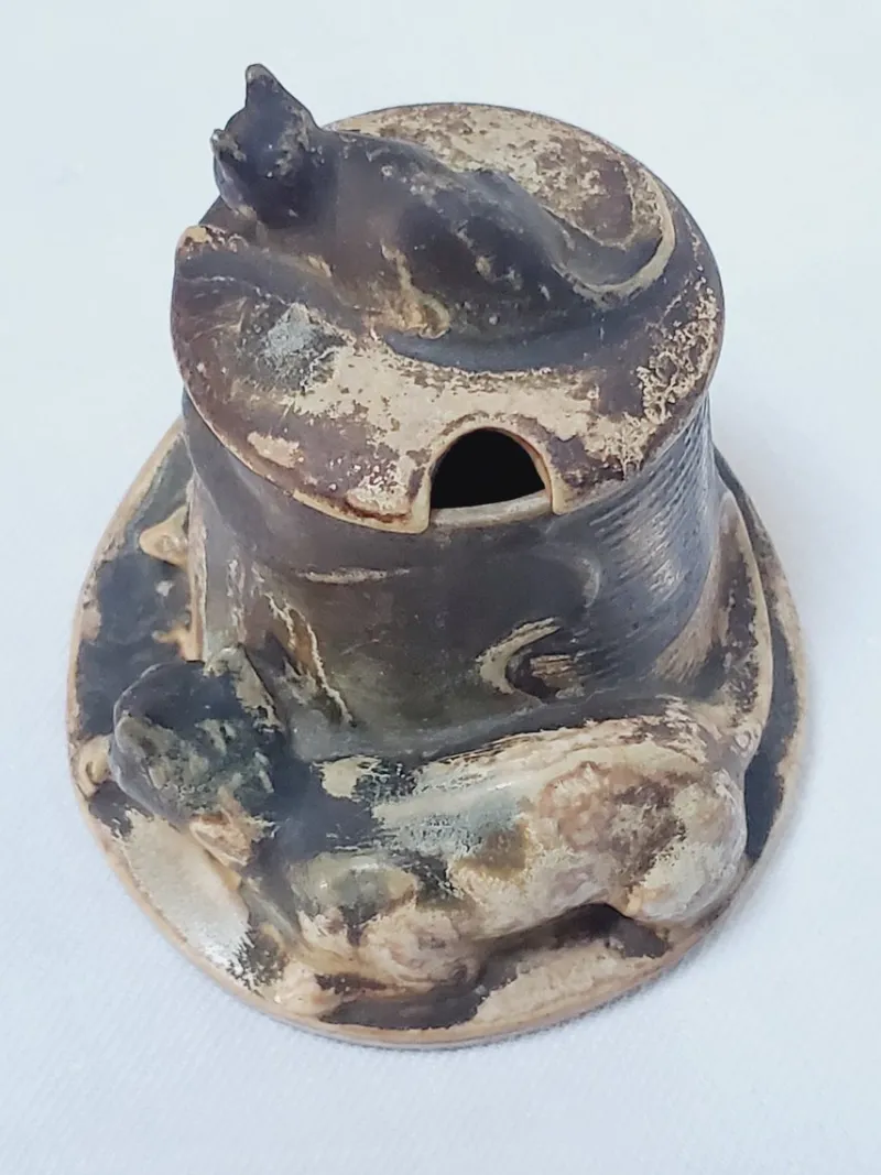 Discount Pamono Vintage Ceramic Cat and Mouse Mustard Pot by Denbac, 1930s