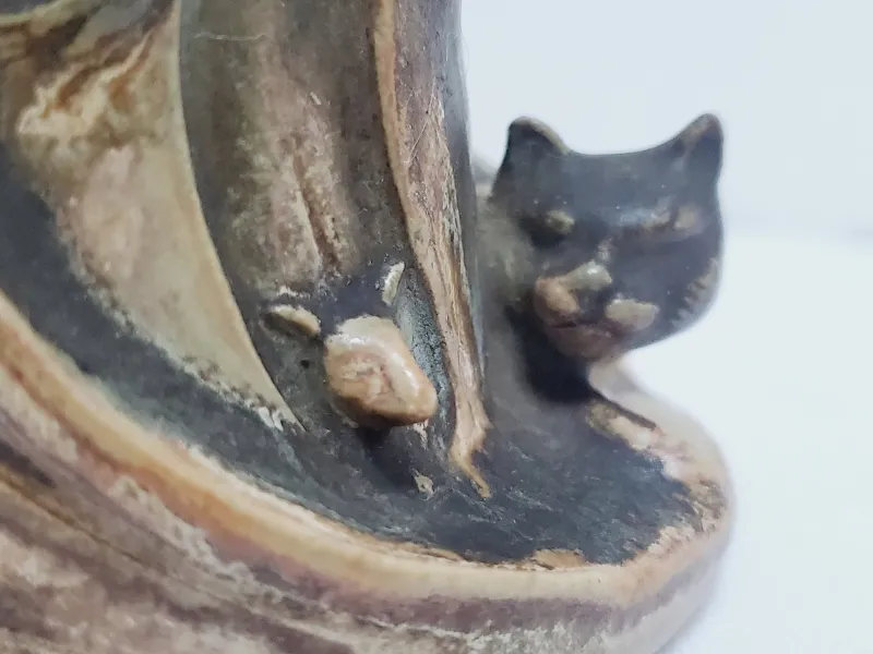Discount Pamono Vintage Ceramic Cat and Mouse Mustard Pot by Denbac, 1930s
