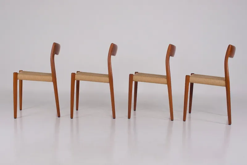 Pamono Vintage Chairs in Paper Cord by Niels Otto Møller, 1960s, Set of 4> Side Chairs & Dining Chairs