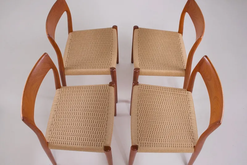 Pamono Vintage Chairs in Paper Cord by Niels Otto Møller, 1960s, Set of 4> Side Chairs & Dining Chairs