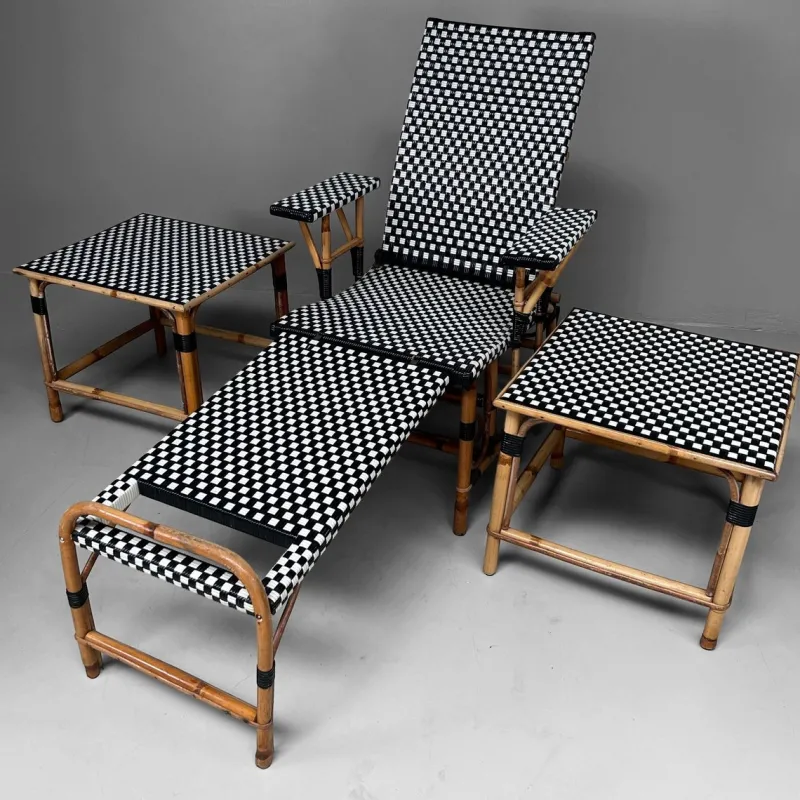 Pamono Vintage Chaise Longue Set from Maison Louis Drucker, 1970s, Set of 3> Garden Seating