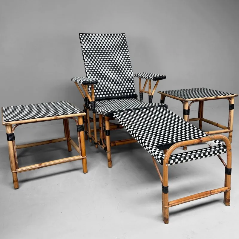 Pamono Vintage Chaise Longue Set from Maison Louis Drucker, 1970s, Set of 3> Garden Seating