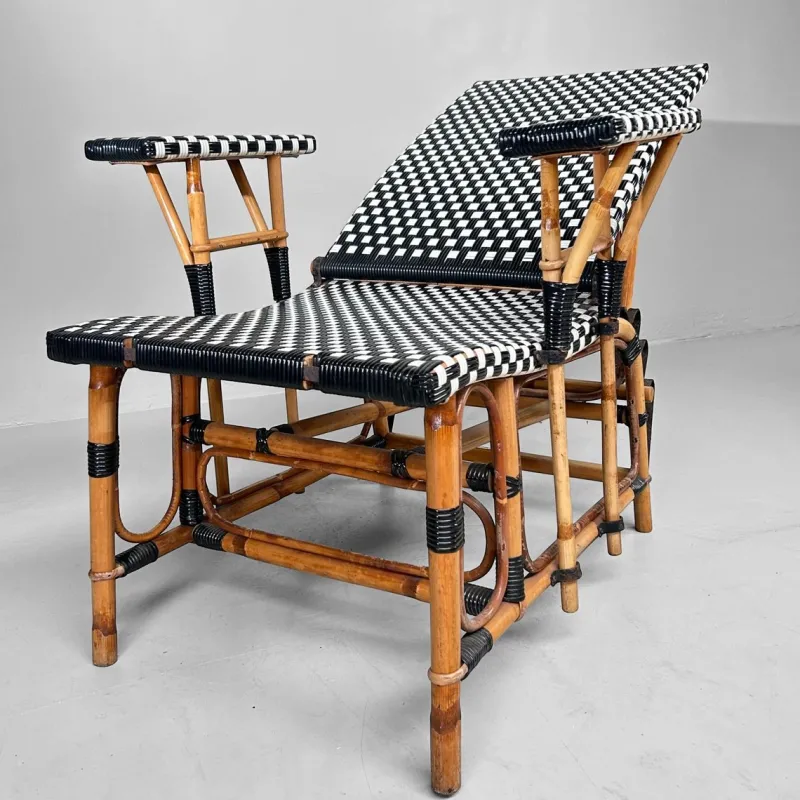 Pamono Vintage Chaise Longue Set from Maison Louis Drucker, 1970s, Set of 3> Garden Seating