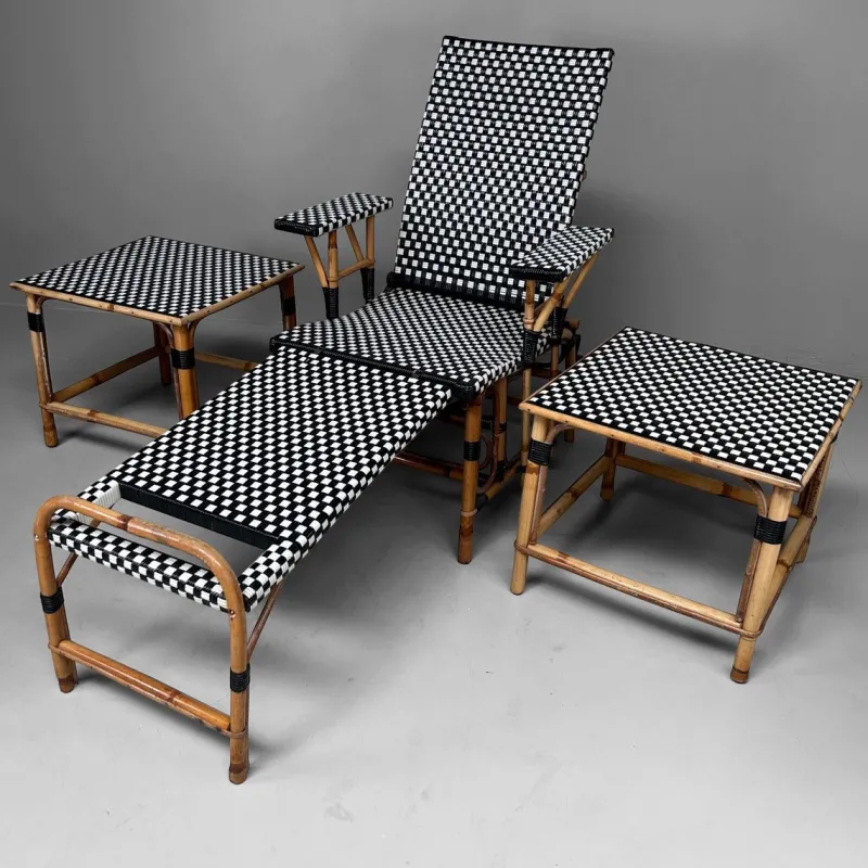 Pamono Vintage Chaise Longue Set from Maison Louis Drucker, 1970s, Set of 3> Garden Seating