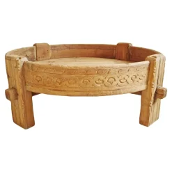Clearance Pamono Vintage Chakki Wooden Grinder Table