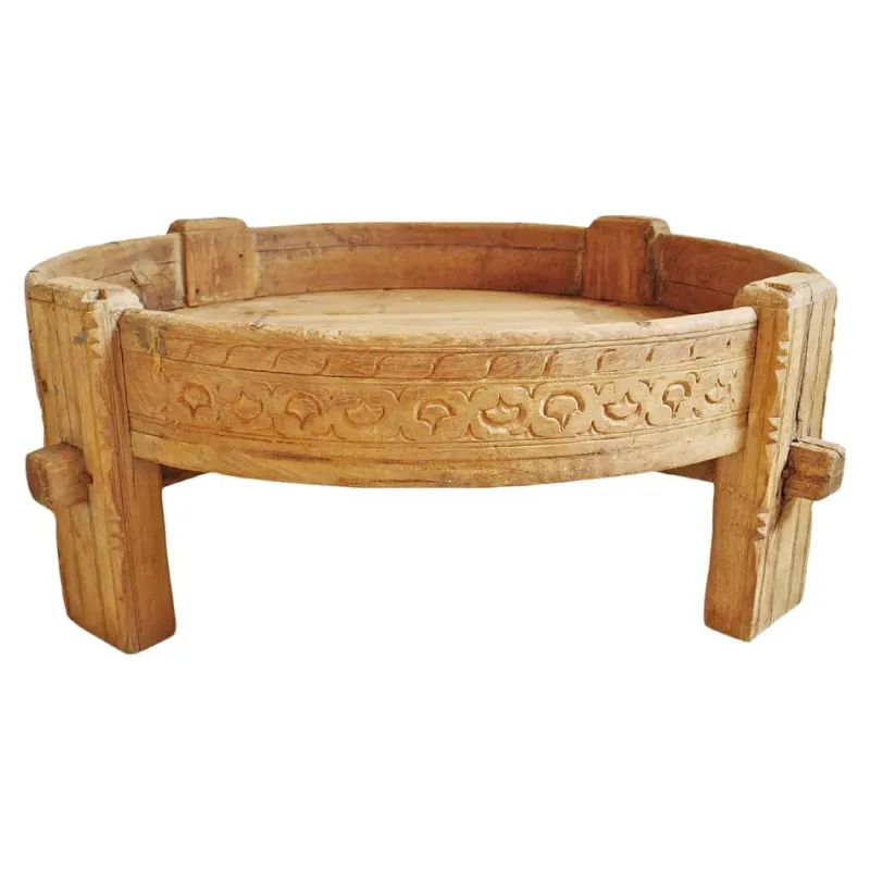 Clearance Pamono Vintage Chakki Wooden Grinder Table