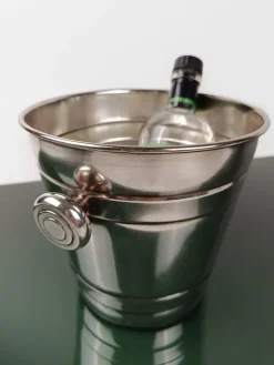 Discount Pamono Vintage Champagne Bucket with Knobs in Stainless Steel attributed to Broggi, Italy, 1970s