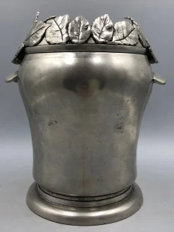 Hot Pamono Vintage Champagne Cooler with Laurel Wreath from Dedalo Peltro, Italy, 1980s