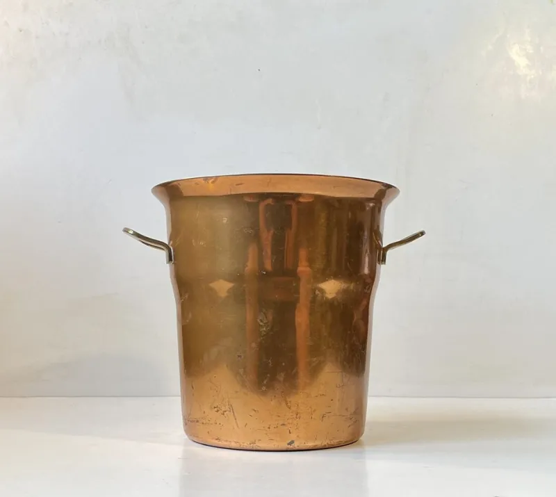 Pamono Vintage Champagne Cooler in Copper & Brass from Spring Culinox, Switzerland, 1970s> Ice Buckets & Wine Coolers