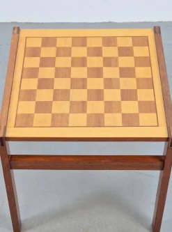 Pamono Vintage Chessboard Side Table and Chess Pieces, 1970s><noscript><img width=