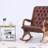 Pamono Vintage Chesterfield Rocking Chair in Leather, 1970s> Rocking Chairs