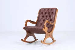 Pamono Vintage Chesterfield Rocking Chair in Leather, 1970s><noscript><img width=