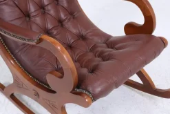 Pamono Vintage Chesterfield Rocking Chair in Leather, 1970s><noscript><img width=