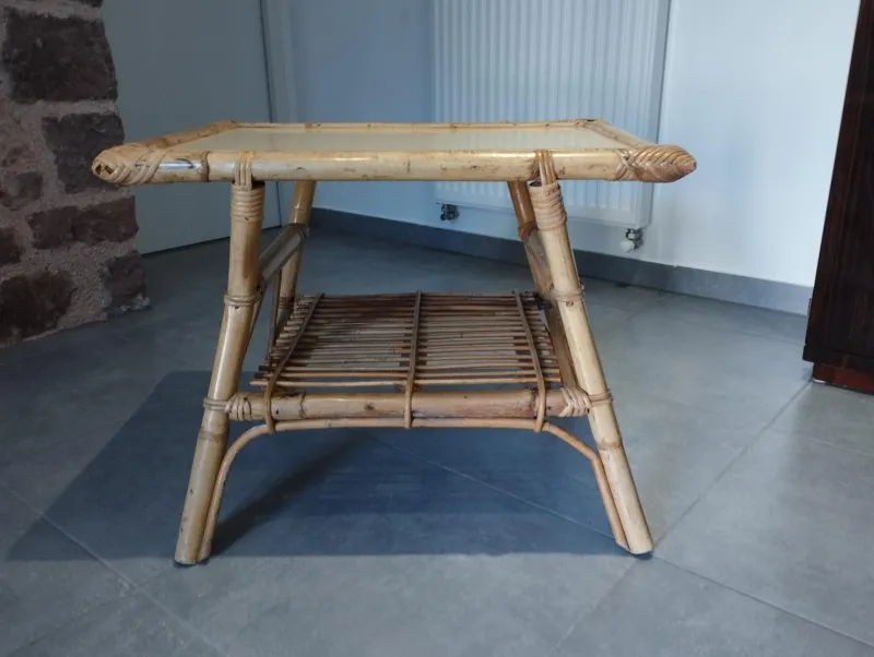 Pamono Vintage Children's Table in Rattan and Bamboo> Children's Tables