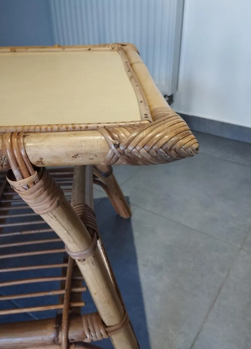 Pamono Vintage Children's Table in Rattan and Bamboo> Children's Tables