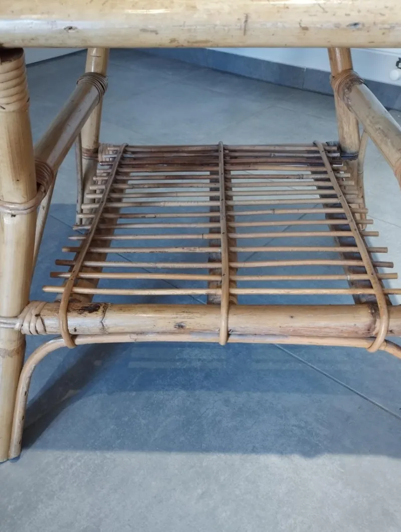 Pamono Vintage Children's Table in Rattan and Bamboo> Children's Tables