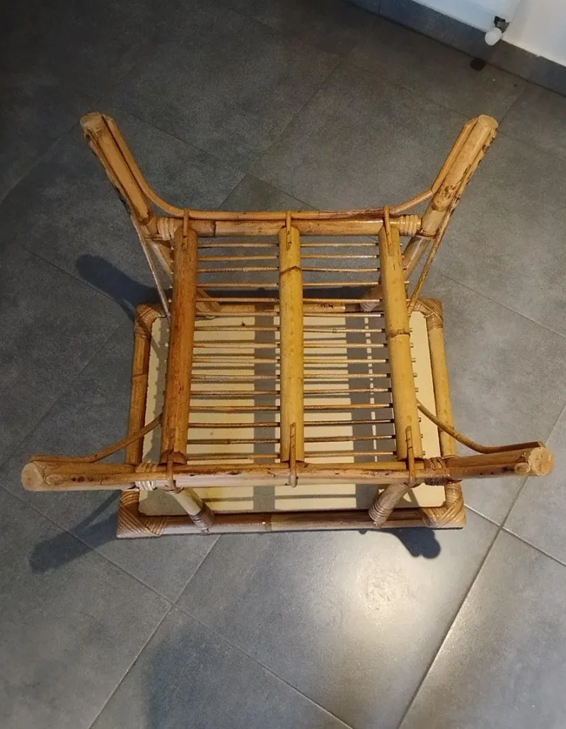 Pamono Vintage Children's Table in Rattan and Bamboo> Children's Tables