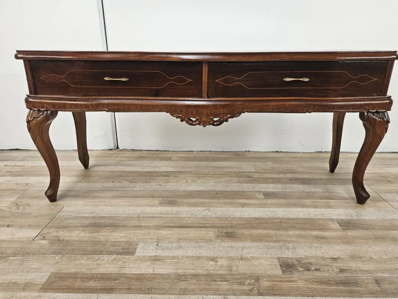 Pamono Vintage Chippendale Style Dressing Table in Walnut with Brass Handles, 1930s> Dressing Tables