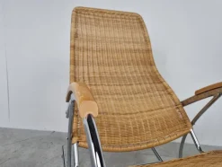 Pamono Vintage Chrome and Wicker Rocking Chair, 1970s