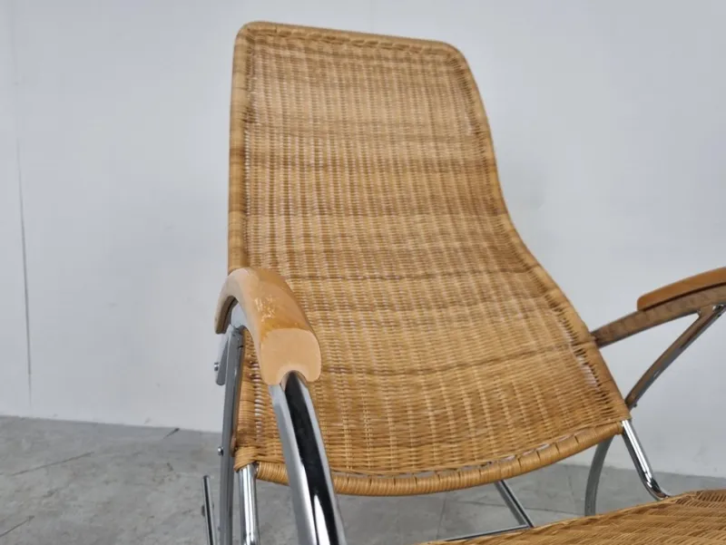 Pamono Vintage Chrome and Wicker Rocking Chair, 1970s