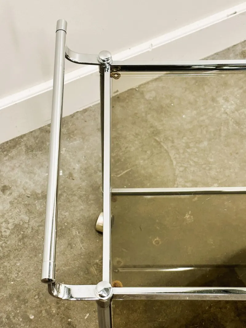 Clearance Pamono Vintage Chrome Drinks Trolley with Smoked Glass, 1980s