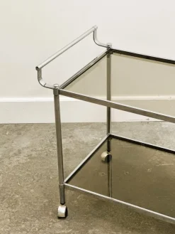 Clearance Pamono Vintage Chrome Drinks Trolley with Smoked Glass, 1980s