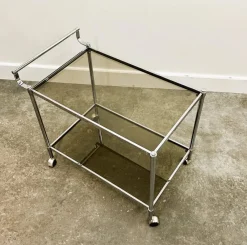 Clearance Pamono Vintage Chrome Drinks Trolley with Smoked Glass, 1980s