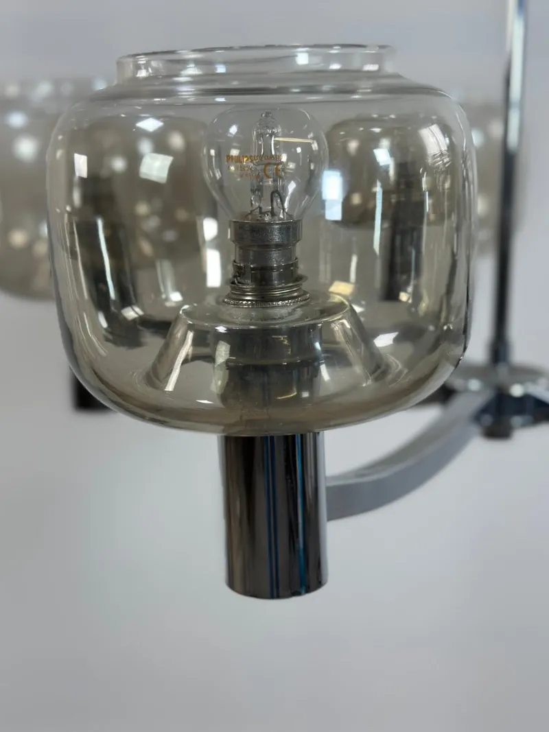 Online Pamono Vintage Chrome Metal Chandelier attributed to Gaetano Scolari, 1970s